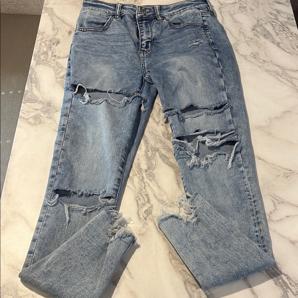American Eagle Outfitters Blue Skinny Jeans Distressed